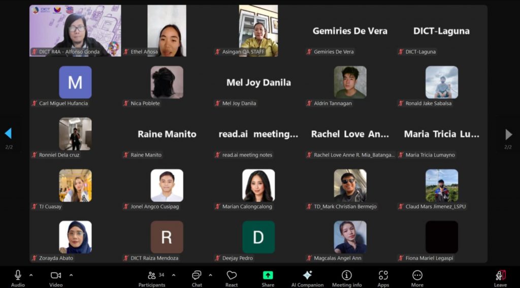 A screenshot from a webinar or online meeting with a large number of participants. The meeting interface shows a grid of participant names and video feeds, suggesting a collaborative or interactive online session.