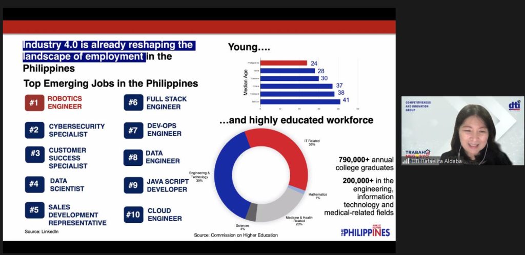 Screenshot of DTI Undersecretary Rafaelita "Fita" Aldaba presentation on Industry 4.0