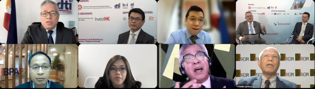 Event screenshot of speakers and panelists at the business forum "Reconnect and Reinforce: Hong Kong - Philippines Partnership"