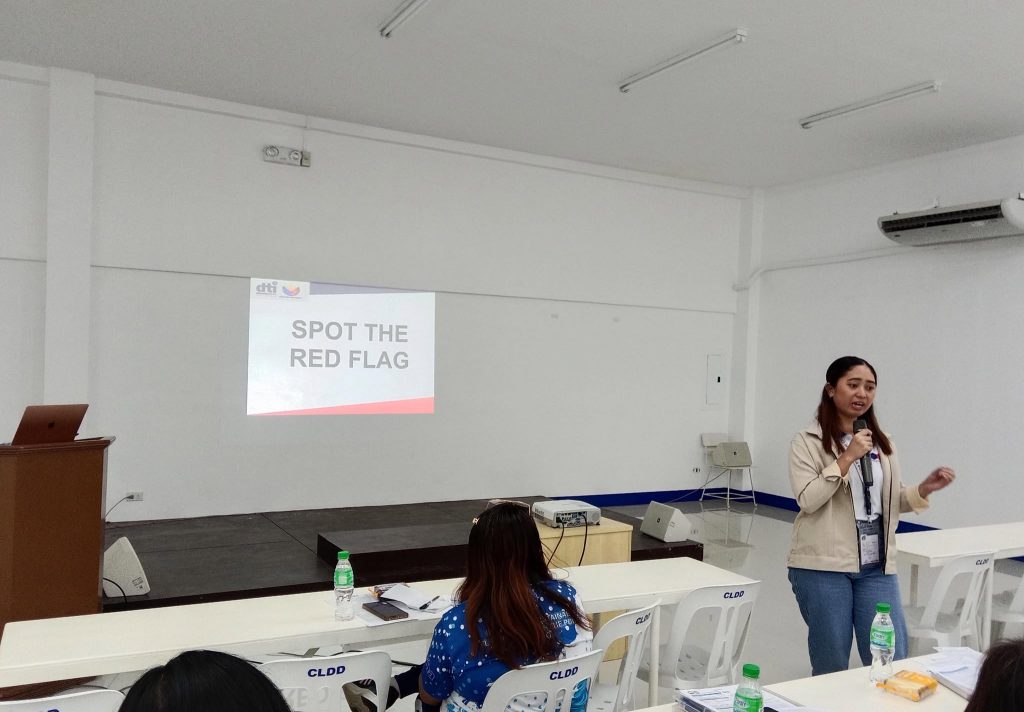 Participants and speakers during the DTI-Laguna seminar on trade fair participation and consumer education held at Mercado De Calamba, Calamba City on June 18, 2025.