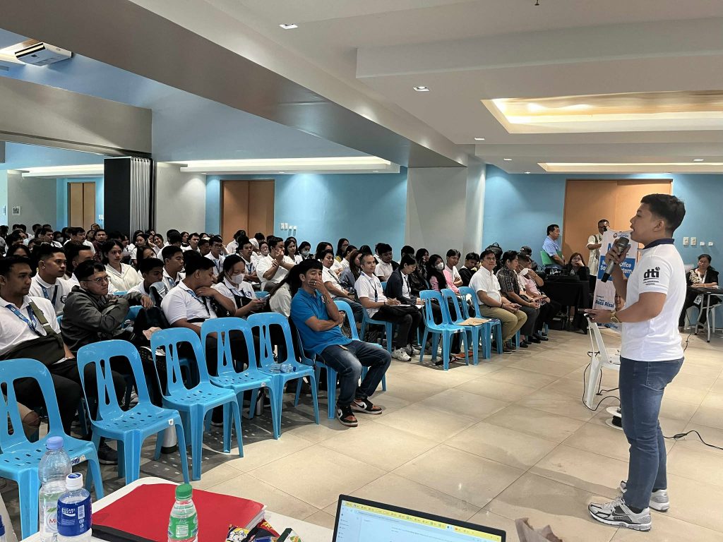 DTI-Laguna conducts entrepreneurship seminar for TESDA students in Calamba City, empowering youth with business ideas, startup guidance, and consumer education through Negosyo Centers and CMDC collaboration.