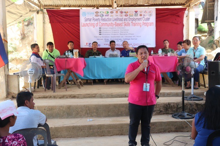 Mr. Vicente L. Candido of DTI Samar encourages the locals of Brgy. Guimbanga that there is a big potential for their product.