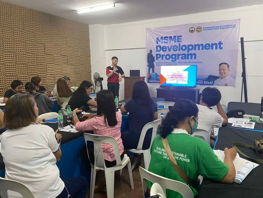 A resource speaker talking to the attendees during the seminar.
