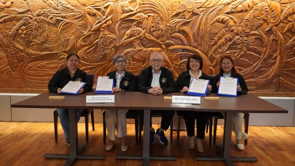 Group photo taken during the signing of MOUs between PDCB and BHI on 23 May 2025 in Makati City, featuring (from left to right): PDCB Division Chief Engr. Jocelyn C. Carrasco, PODCB Executive Director Ms. Doris U. Gacho, SP Castro, Inc. CEO Engr. Salvador P. Castro, Jr., BHI CEO Ms. Ma. Nora Zenaida Castro-Roxas, and BHI Executive Director Ms. Esmeralda C. Fernandez.