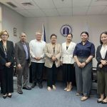 From L-R:  PCCI-International Affairs Department Specialist, Ms. Francesca Alvarez, PCCI Assistant Secretary General for International Affairs and Chief-of-Staff, Mr. Edwin Glindro, PCCI Vice President for International Affairs, Mr. Jude Aguilar; PCCI President, Consul Eunina Mangio; DTI-FTSC Assistant Secretary Alma Argayoso, FTSC Regional Coordinator Micha Reoyan; PCCI-International Affairs Department Specialist, Chloe Tan.