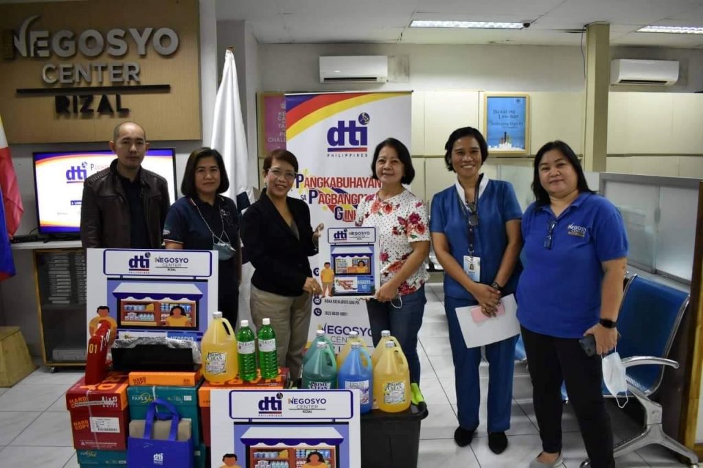 In photo: DTI Rizal together with Ms. Aurora De Guzman of John Patrick School Supplies of Barangay Rosario, Montalban, Rizal 
