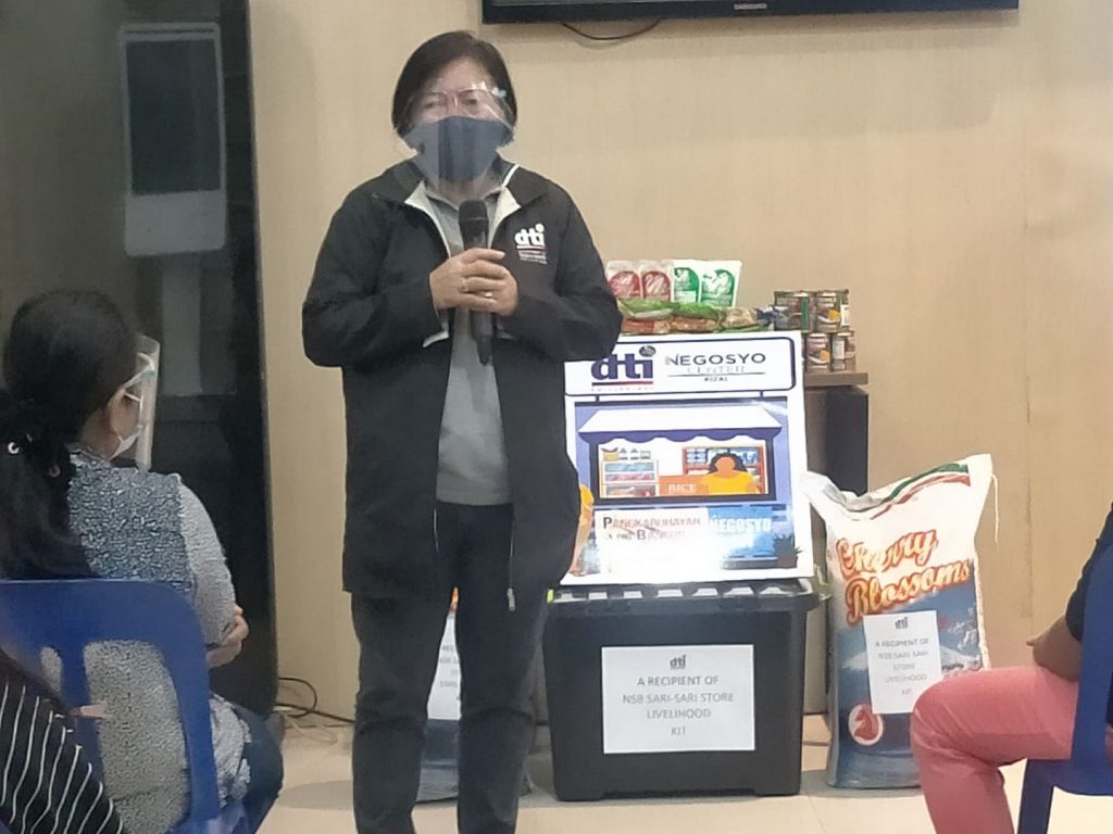 DTI-Rizal Provincial Director Ms. Mercedes A. Parreño giving her words of encouragement during the program