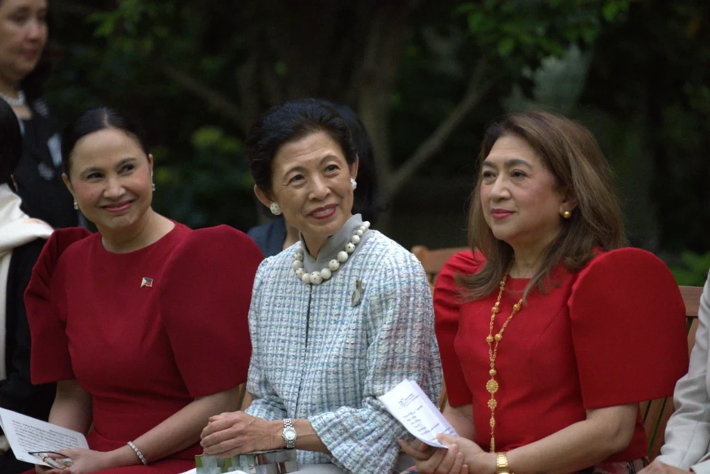 From left to right: DTI Secretary Cristina Roque, Her Imperial Highness Princess Takamado, and Philippine Ambassador to Japan H.E. Mylene Garcia-Albano seated together during the Philippine Fashion Showcase at The Kudan.