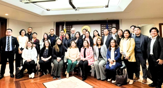 Philippine delegation members pose at the Foodex Japan 2025 booth showcasing Isabela’s premium food products.