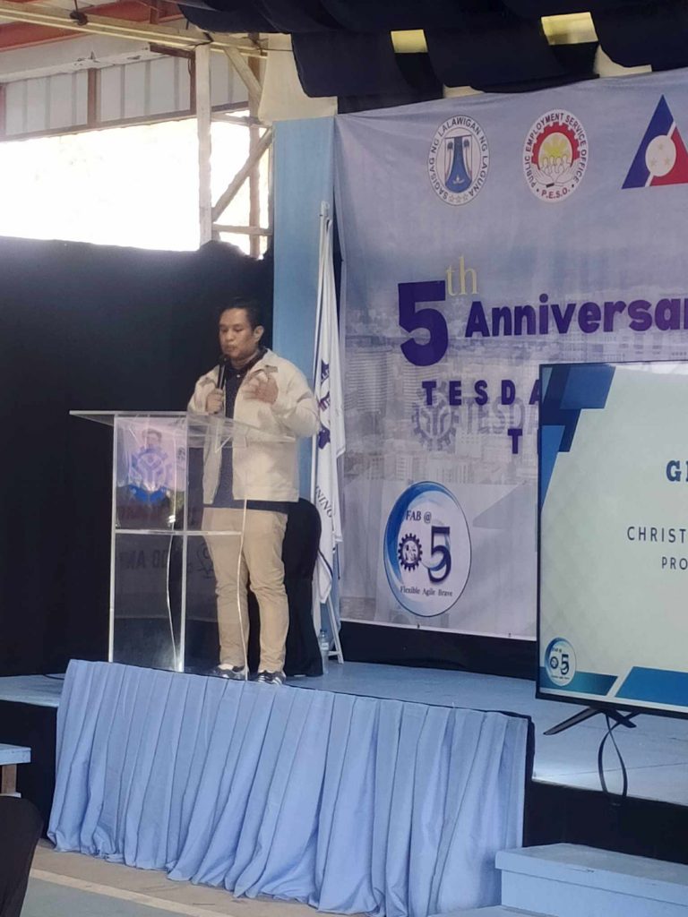 DTI Laguna Provincial Director Christian Ted O. Tungohan speaking in the 