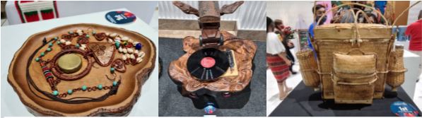 From L-R: Winning pieces for metal craft, wood/bamboo carving, and basket weaving categories.