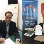 DTI-EMB Director Senen M. Perlada and Ambassador of the Swiss Confederation to the Philippines Alain Gaschen sign Memorandum of Understanding (MOU) to implement study of select PH export products entering the EFTA market.