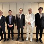 Secretary Frederick D. Go, Special Assistant to the President for Investment and Economic Affairs (middle) and DTI-PTIC representatives Vice Consul (Commercial) Froilan Pamintuan of PTIC-Guangzhou (leftmost) and Vice Consul (Commercial) Roberto Mabalot Jr. of PTIC-Hong Kong, with Good Manufacturing (Dongguan) Chairman Sloan Shao (rightmost), and Zhejiang Yonghe Textile Group Chairman Wang Zhenhua (2nd from right)