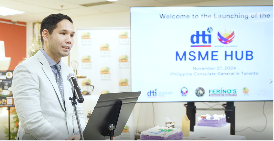 PTIC Toronto Trade Commissioner Mario Tani in his opening remarks during the soft launch of the DTI SME Hub in Toronto last November 27, 2024