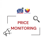 Banner that says price monitoring with the DTI logo and Bagong Pilipinas logo