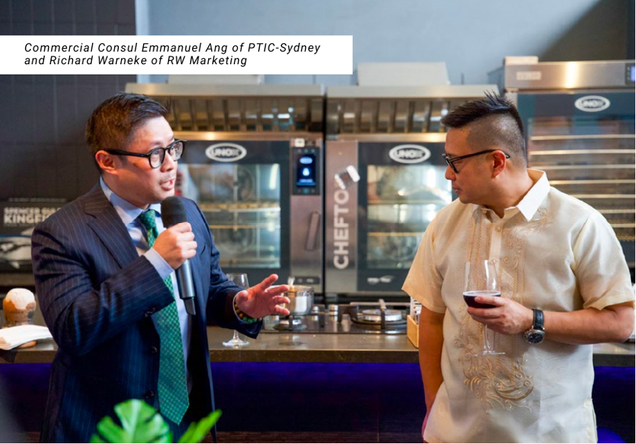 Commercial Consul Emmanuel Ang of PTIC-Sydney and Richard Warneke of RW Marketing at the FilOz Flavors: Tickle Your Palate, Taste Your Imagination event