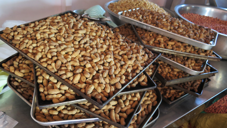 Roasted peanuts, ready to be packaged