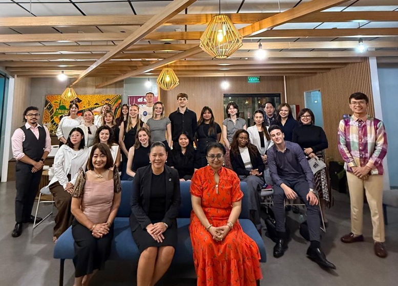 Seated in front from left to right: DTI Director Lilian G. Salonga, Officer-in-Charge of the Creative Industries Development Office (CIDO), and Assistant Secretary Nylah Rizza Bautista, Supervising Head of Competitiveness and Innovation Group with Prof. Preeti Arya and students from the Fashion Institute of Technology during their courtesy visit to DTI-CIDO