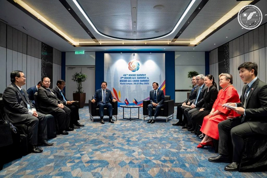 In photo: President Ferdinand R. Marcos Jr. and Philippine Trade and Industry Secretary Cristina A. Roque at the bilateral meeting with Cambodian Prime Minister Hun ManetPhoto courtesy of the Presidential Communications Office