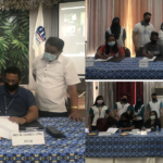 Collage photos of DTI-Region 9 RD Ceferino J. Rubio represented by Assistant RD Al-Zamir I. Lipae signing the CPA as witnessed by DTI-Zamboanga Del Sur PD Flora G. Miraflor, DTI-Zamboanga Sibugay PD Marlon A. Alabata, GRANEX Branch Manager Emily Campilan, and VP –Head of Sales and Marketing, Mr. Mamerto Bernardo. (R) Presidents and Chairpersons of Zamboanga del Sur and Zamboanga Sibugay Farmers Organizations with DTI Staff and RAPID Growth Team.